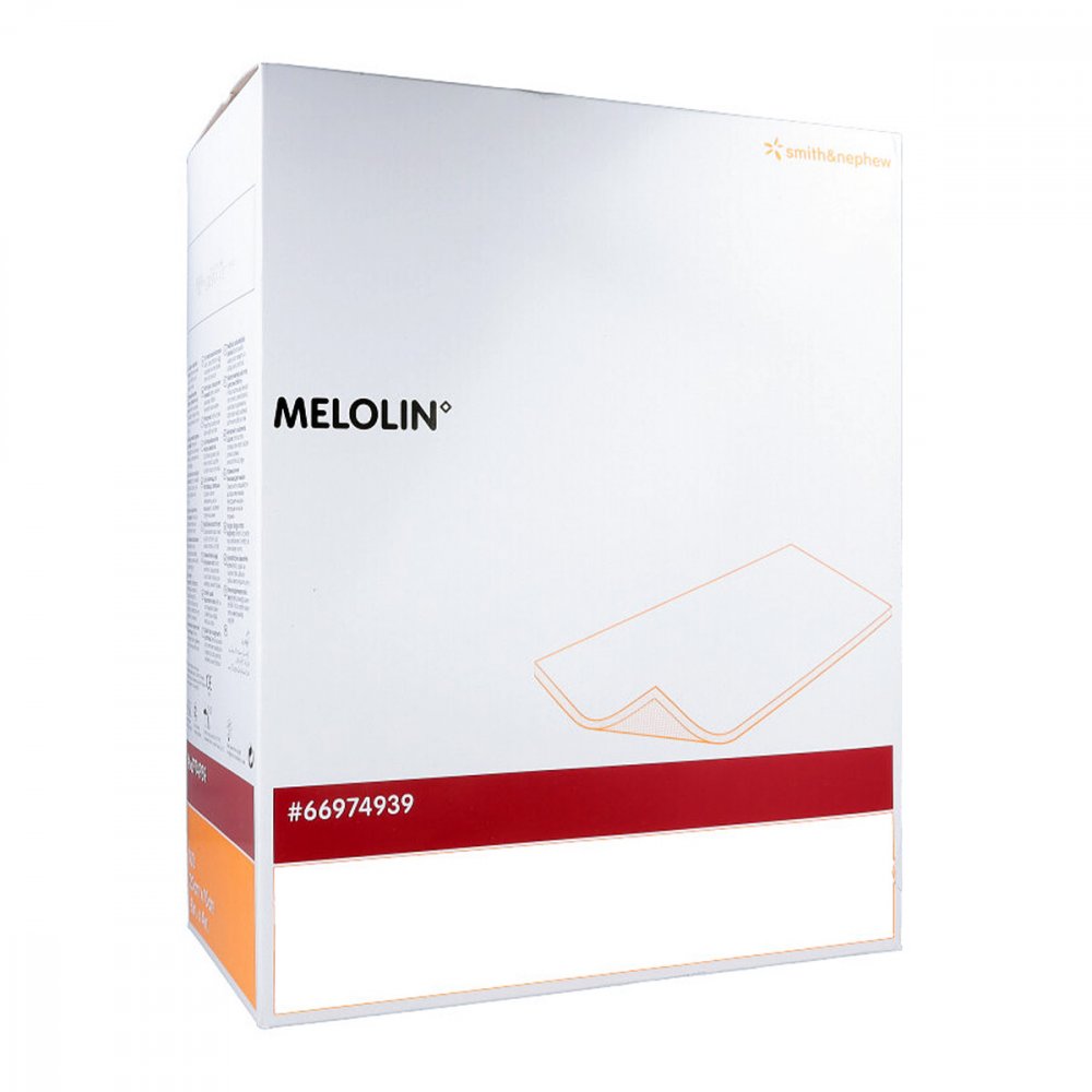 Das Produktfoto zeigt Melolin 10x20 Cm Wundauflagen Steril (100 stk) PZN 02782366