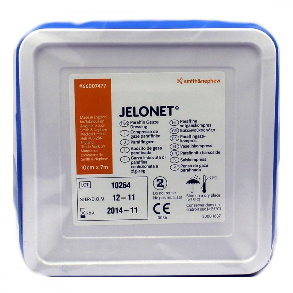 Das Produktfoto zeigt Jelonet Paraffingaze 10x700 Cm Steril Dose (1 stk) PZN 02782389
