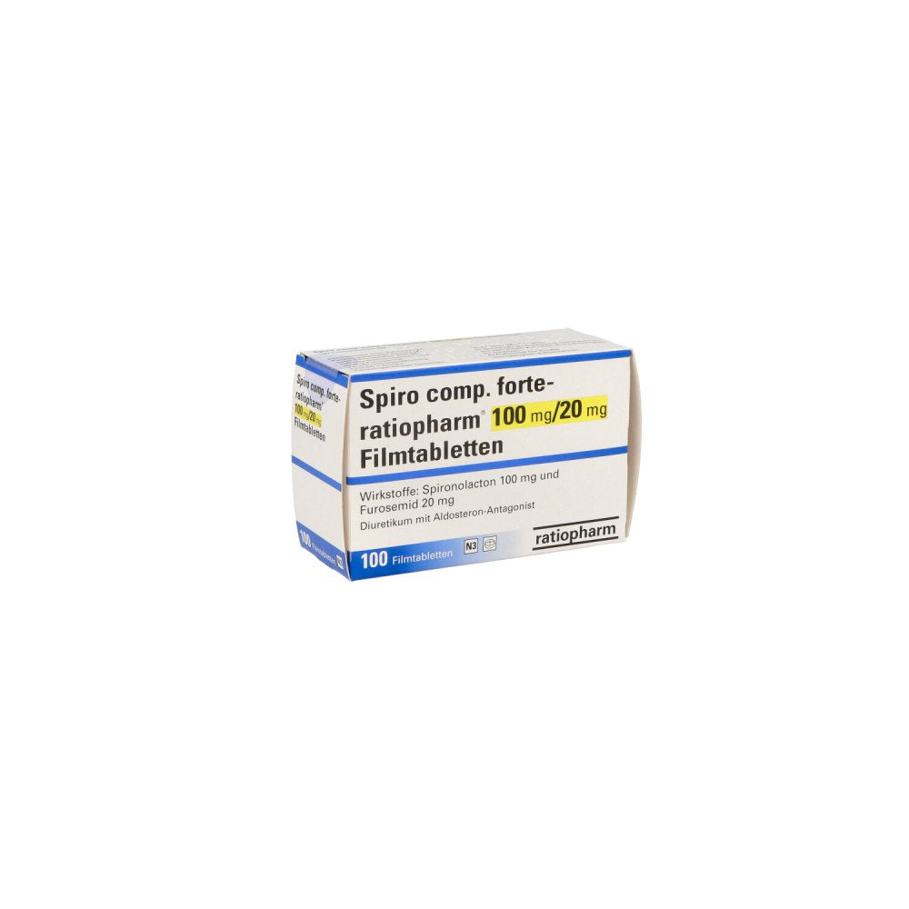 Das Produktfoto zeigt Spiro Comp. Forte-Ratiopharm 100 Mg/20 Mg Filmtab. (100 stk) PZN 02788937