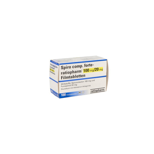 Das Produktfoto zeigt Spiro Comp. Forte-Ratiopharm 100 Mg/20 Mg Filmtab. (100 stk) PZN 02788937