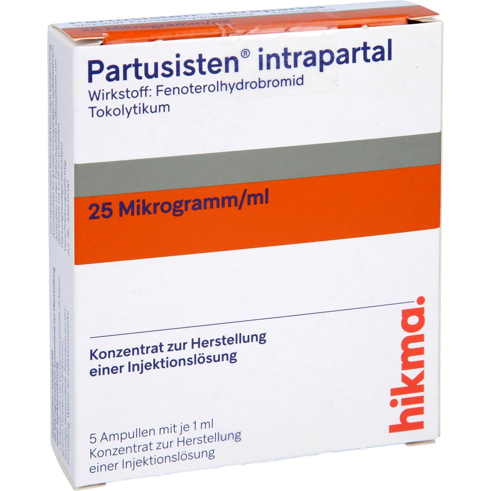 Das Produktfoto zeigt Partusisten Intrapartal Konz.Z.Herst.E.Inj.-Lsg. (5X1 ml) PZN 02792755