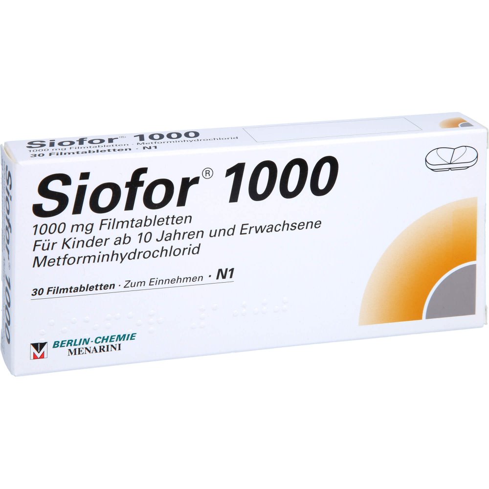 Das Produktfoto zeigt Siofor 1.000 Filmtabletten (30 stk) PZN 02814149