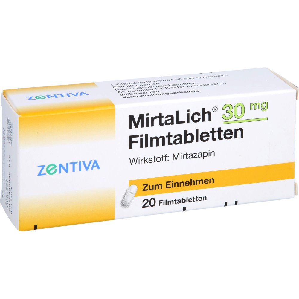 Das Produktfoto zeigt Mirtalich 30 Mg Filmtabletten (20 stk) PZN 02817662