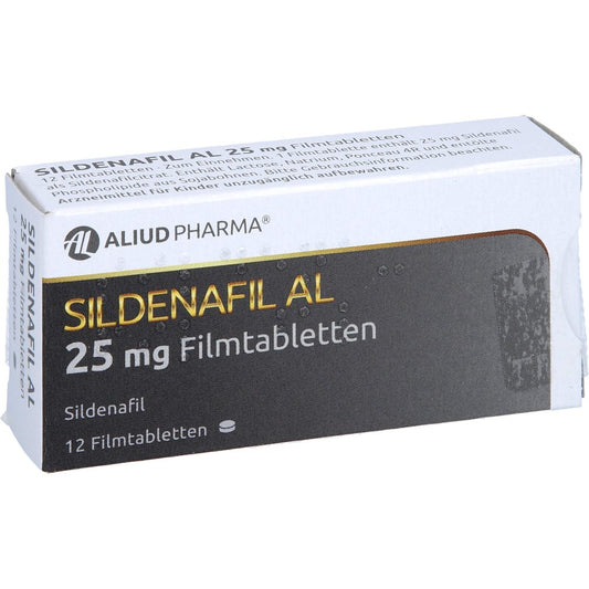 Das Produktfoto zeigt Sildenafil Al 25 Mg Filmtabletten (12 stk) PZN 02819187