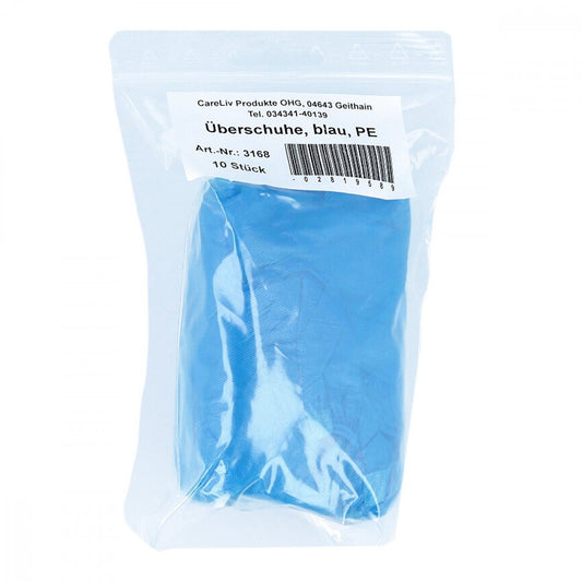 Das Produktfoto zeigt Überschuhe Einmal Kunststoff Blau (10 stk) PZN 02819589