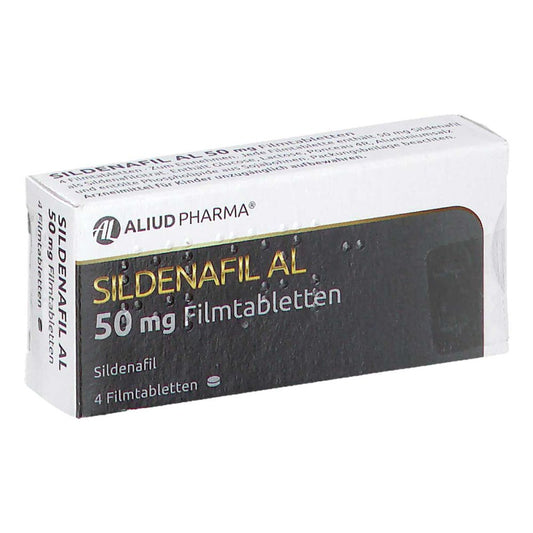 Das Produktfoto zeigt Sildenafil Al 50 Mg Filmtabletten (4 stk) PZN 02819649