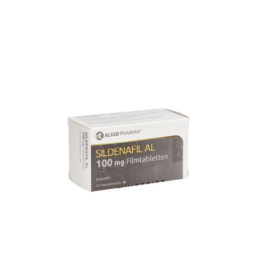 Das Produktfoto zeigt Sildenafil Al 100 Mg Filmtabletten (12 stk) PZN 02820693