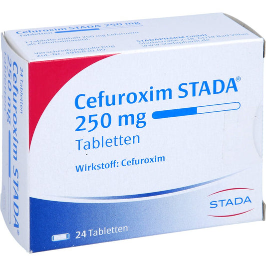 Das Produktfoto zeigt Cefuroxim Stada 250 Mg Tabletten (24 stk) PZN 02825839