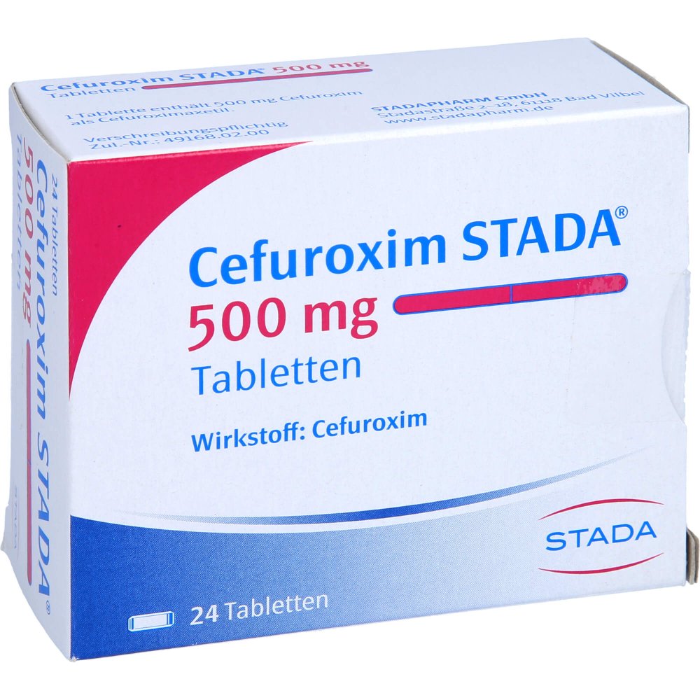 Das Produktfoto zeigt Cefuroxim Stada 500 Mg Tabletten (24 stk) PZN 02825851