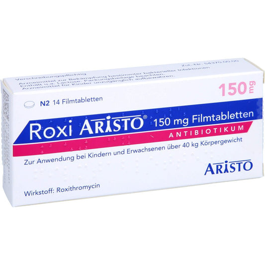 Das Produktfoto zeigt Roxi Aristo 150 Mg Filmtabletten (14 stk) PZN 02838440