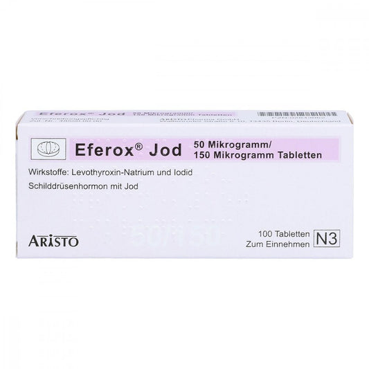 Das Produktfoto zeigt Eferox Jod 50 Μg/150 Μg Tabletten (100 stk) PZN 02843062