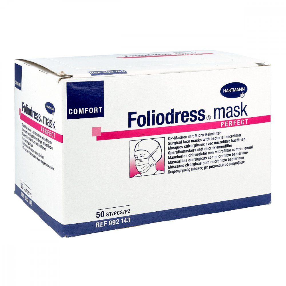 Das Produktfoto zeigt Foliodress Mask Comfort Perfect Op-Maske Grün (50 stk) PZN 02845552