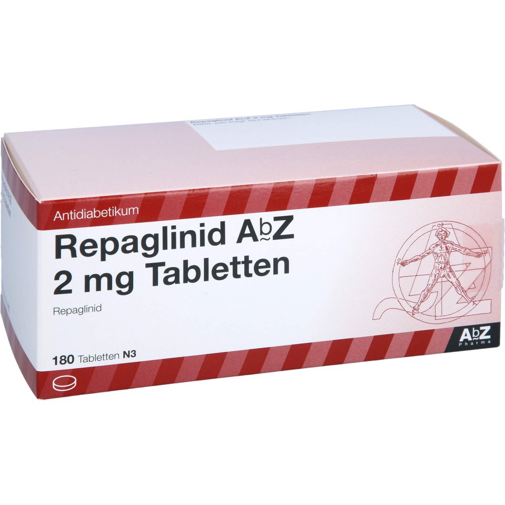 Das Produktfoto zeigt Repaglinid Abz 2 Mg Tabletten (180 stk) PZN 02850228