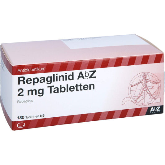 Das Produktfoto zeigt Repaglinid Abz 2 Mg Tabletten (180 stk) PZN 02850228
