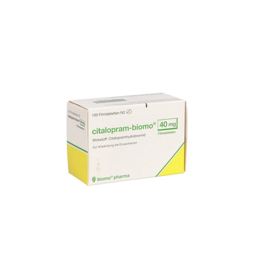 Das Produktfoto zeigt Citalopram-Biomo 40 Mg Filmtabletten (100 stk) PZN 02855065