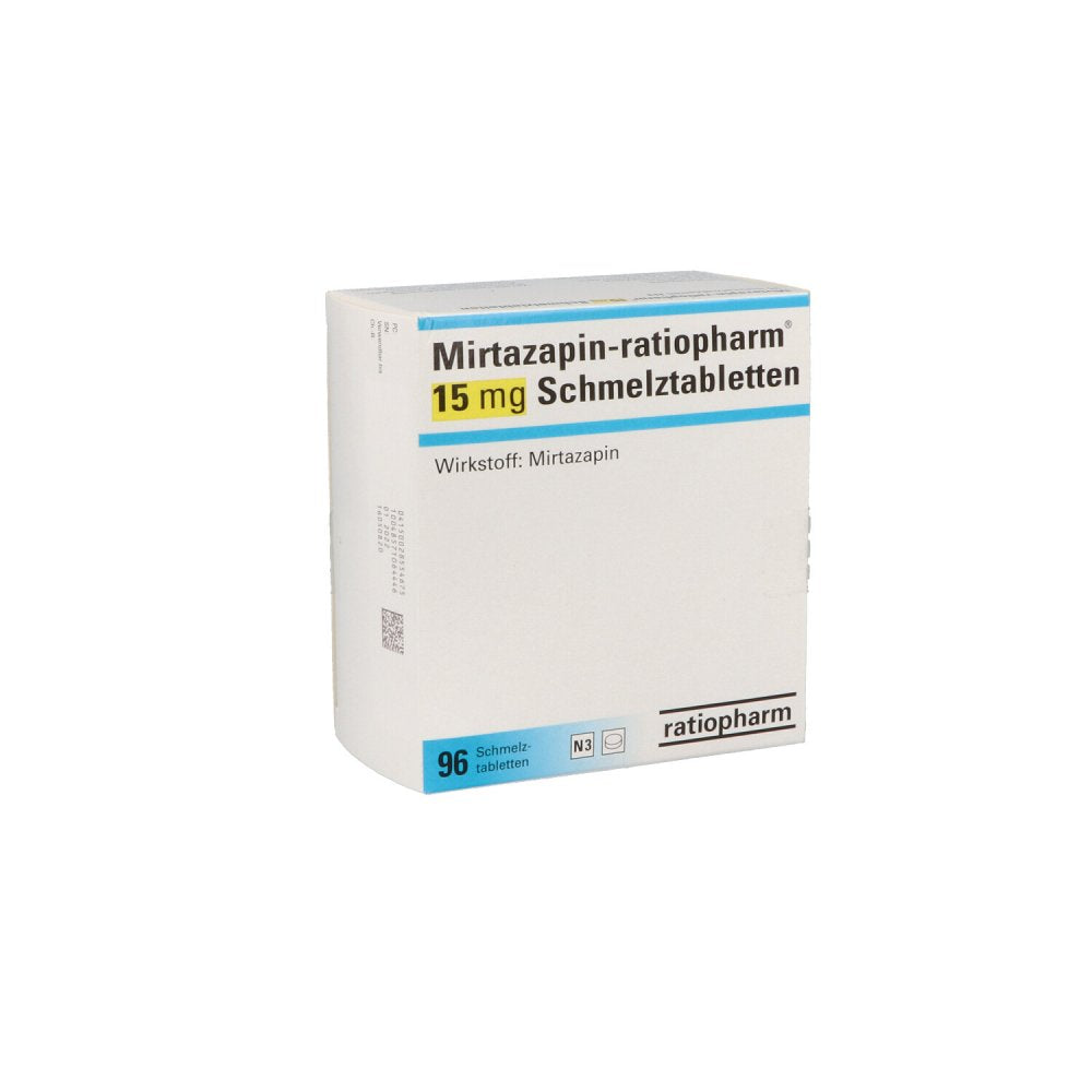 Das Produktfoto zeigt Mirtazapin-Ratiopharm 15 Mg Schmelztabletten (96 stk) PZN 02855467