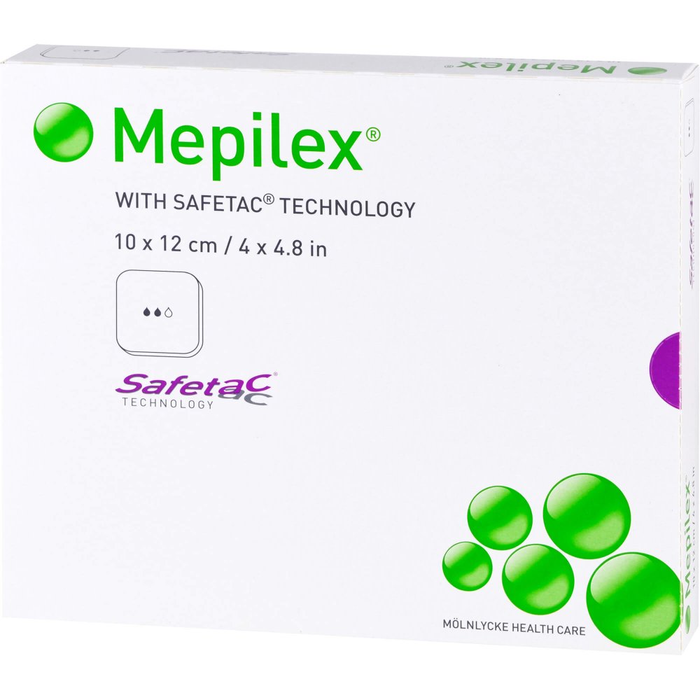 Das Produktfoto zeigt Mepilex 10x12 Cm Schaumverband (5 stk) PZN 02884233