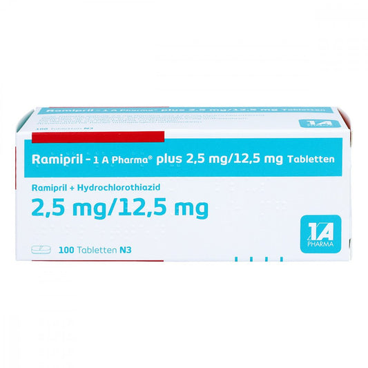 Ramipril-1a Pharma Plus 2,5 Mg/12,5 Mg Tabletten (100 stk)