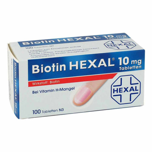 Das Produktfoto zeigt Biotin Hexal 10 Mg Tabletten (100 stk) PZN 02894148