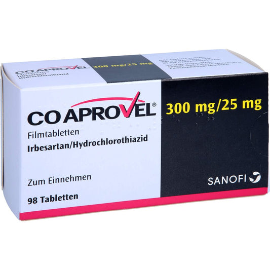 Das Produktfoto zeigt Coaprovel 300 Mg/25 Mg Filmtabletten (98 stk) PZN 02912509