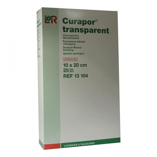 Das Produktfoto zeigt Curapor Wundverband Steril Transparent 10x20 Cm (25 stk) PZN 02914170