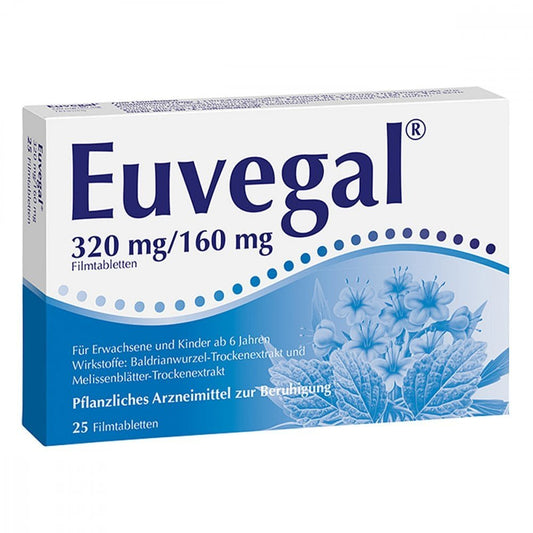 Das Produktfoto zeigt Euvegal 320 Mg/160 Mg Filmtabletten (25 stk) PZN 02919492