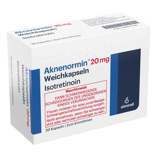 Das Produktfoto zeigt Aknenormin 20 Mg Weichkapseln (30 stk) PZN 02931530