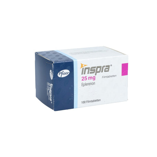 Das Produktfoto zeigt Inspra 25 Mg Filmtabletten (100 stk) PZN 02949234