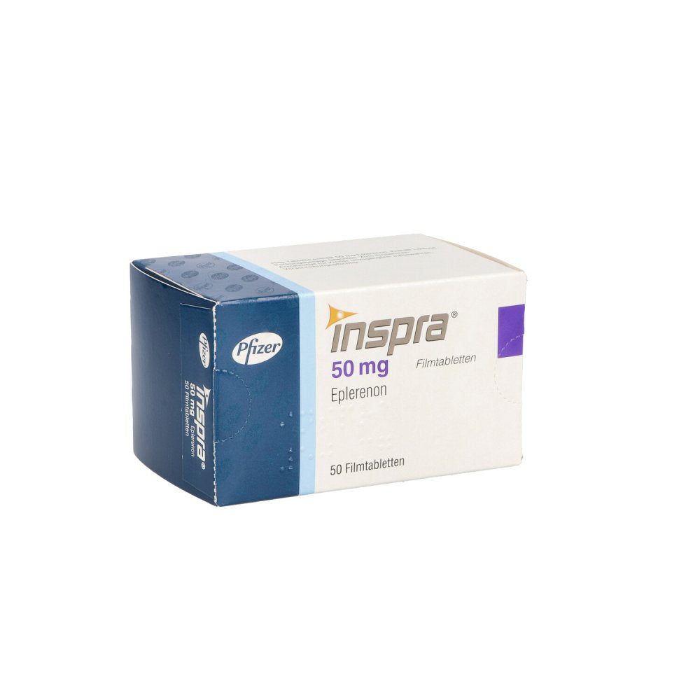 Das Produktfoto zeigt Inspra 50 Mg Filmtabletten (50 stk) PZN 02949286