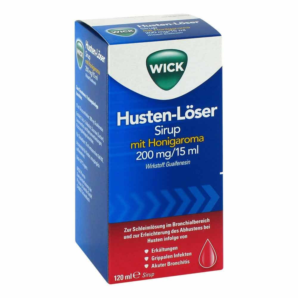 Das Produktfoto zeigt Wick Husten-Löser Sirup Mit Honigaroma 200mg/15ml (120 ml) PZN 02955861