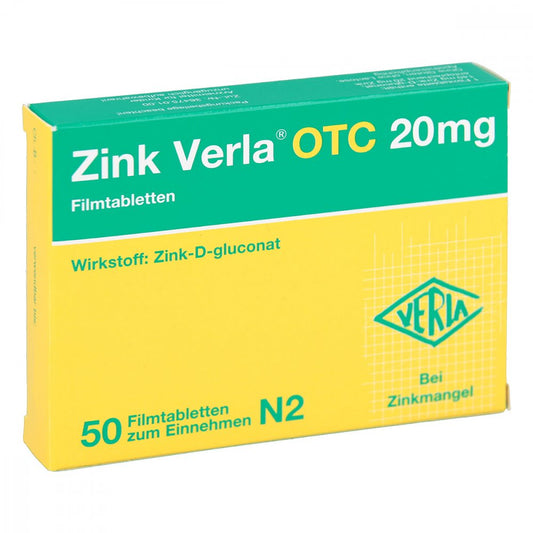 Zink Verla Otc 20 Mg Filmtabletten (50 stk)