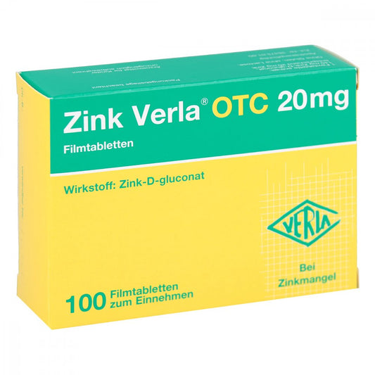 Das Produktfoto zeigt Zink Verla Otc 20 Mg Filmtabletten (100 stk) PZN 03000549