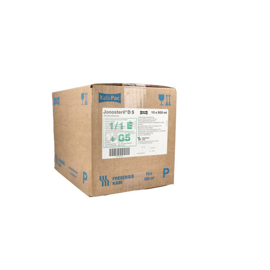 Das Produktfoto zeigt Jonosteril D 5 Plastik Infusionslösung (10X500 ml) PZN 03015338