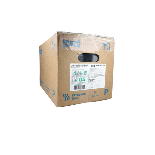 Das Produktfoto zeigt Jonosteril D 5 Plastik Infusionslösung (10X1000 ml) PZN 03015350