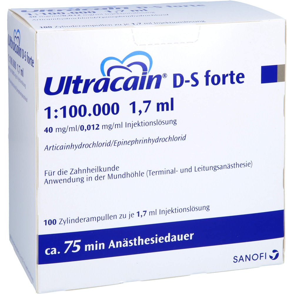 Ultracain D-S Forte 1:100.000 F.D.Zahnh.Zyl.-Amp. (100X1.7 ml)