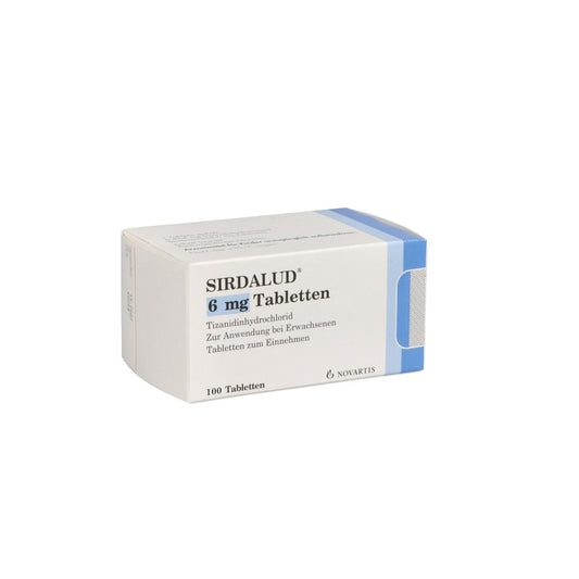 Das Produktfoto zeigt Sirdalud 6 Mg Tabletten (100 stk) PZN 03023556