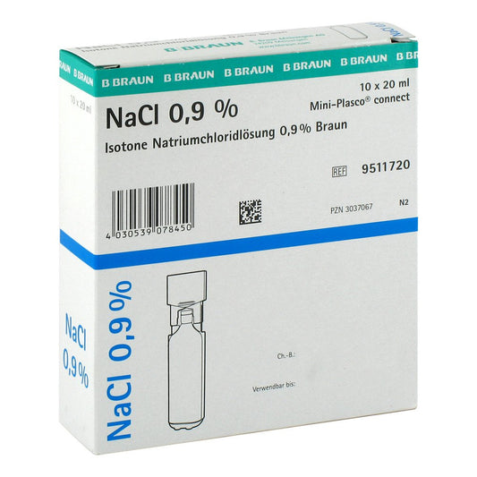 Das Produktfoto zeigt Kochsalzlösung 0,9% Miniplasco Connect (10X20 ml) PZN 03037067