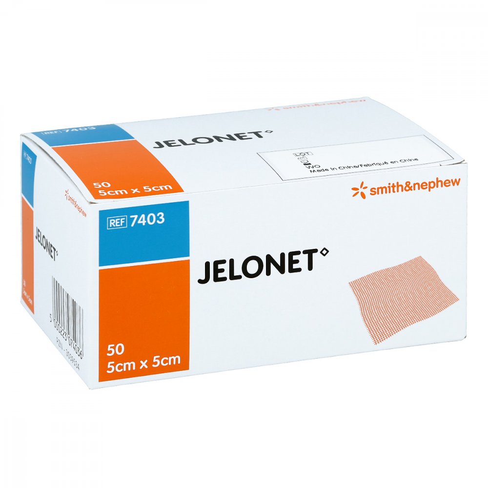 Das Produktfoto zeigt Jelonet Paraffingaze 5x5 Cm Steril Peelpack (50 stk) PZN 03039534