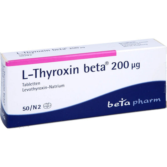 Das Produktfoto zeigt L-Thyroxin Beta 200 Μg Tabletten (50 stk) PZN 03040885