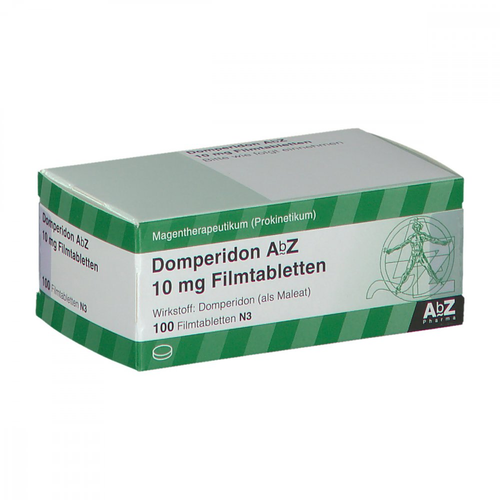 Das Produktfoto zeigt Domperidon Abz 10 Mg Filmtabletten (100 stk) PZN 03041465