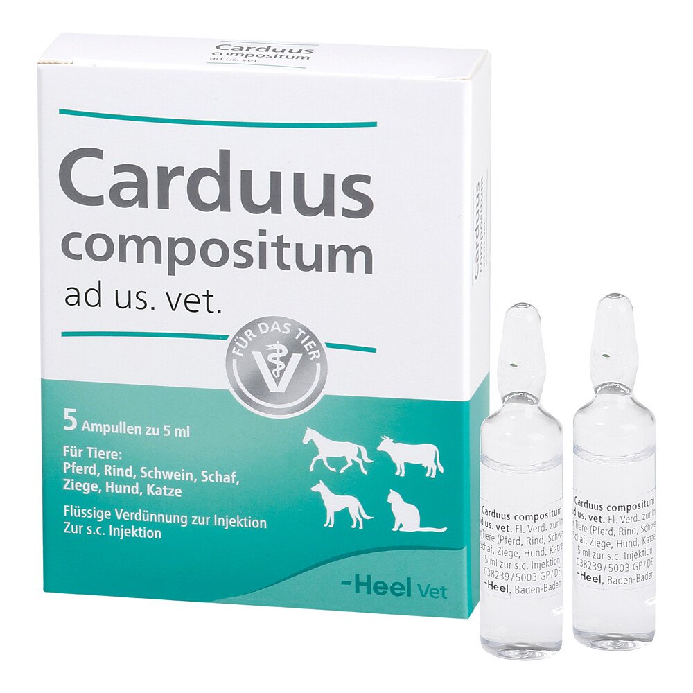 Das Produktfoto zeigt Carduus Compositum Ad Us.Vet.Ampullen (5X5 ml) PZN 03042424