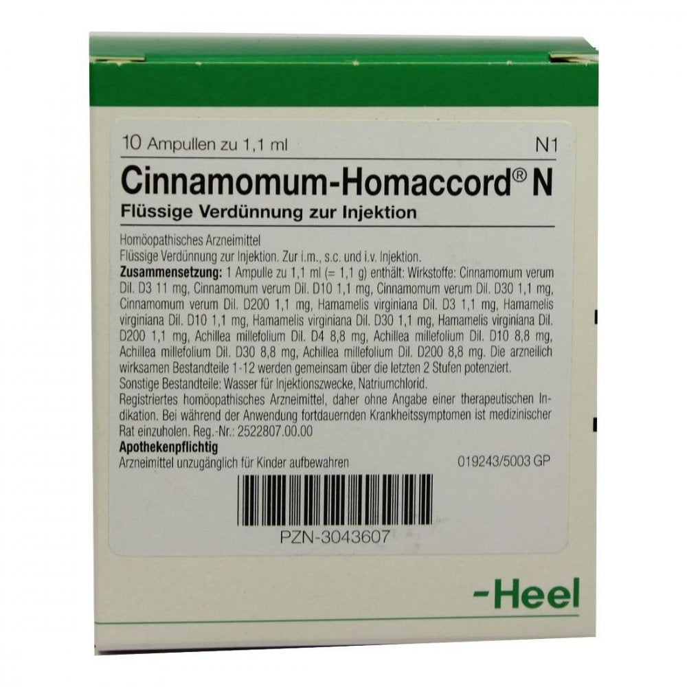 Das Produktfoto zeigt Cinnamomum Homaccord N Ampullen (10 stk) PZN 03043607