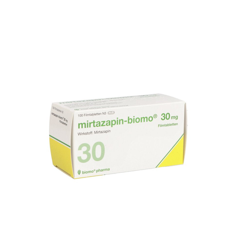 Das Produktfoto zeigt Mirtazapin-Biomo 30 Mg Filmtabletten (100 stk) PZN 03045776