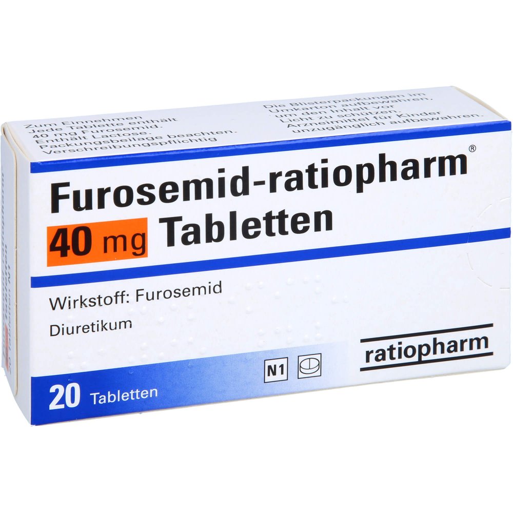 Das Produktfoto zeigt Furosemid-Ratiopharm 40 Mg Tabletten (20 stk) PZN 03055639