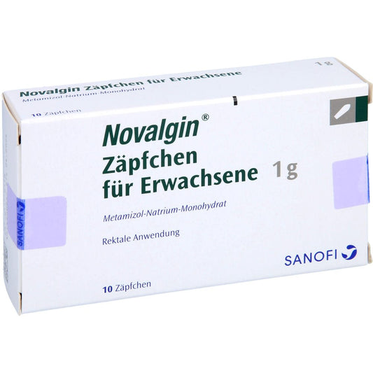Das Produktfoto zeigt Novalgin Erwachsenensuppositorien (10 stk) PZN 03059407