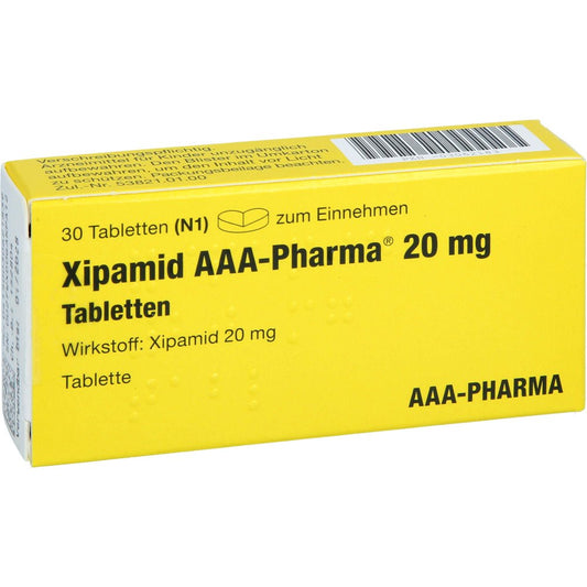 Das Produktfoto zeigt Xipamid 20 Mg Aaa-Pharma Tabletten (30 stk) PZN 03062183