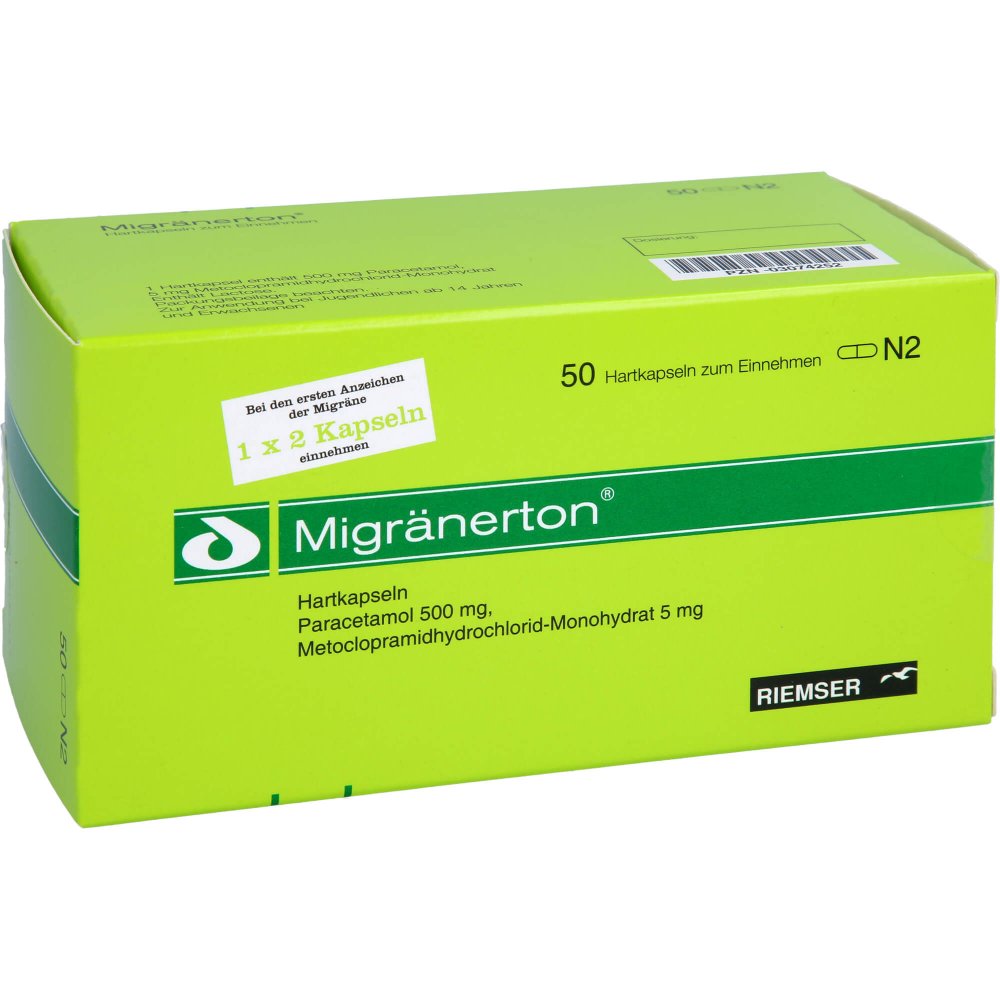 Das Produktfoto zeigt Migraenerton Hartkapseln (50 stk) PZN 03074252
