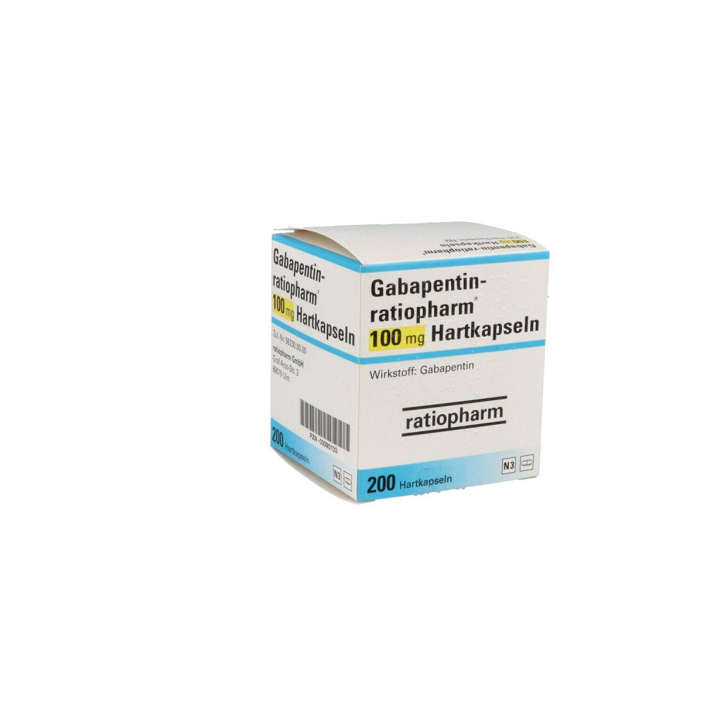 Das Produktfoto zeigt Gabapentin-Ratiopharm 100 Mg Hartkapseln (200 stk) PZN 03090133