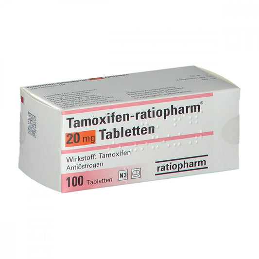 Das Produktfoto zeigt Tamoxifen-Ratiopharm 20 Mg Tabletten (100 stk) PZN 03095231