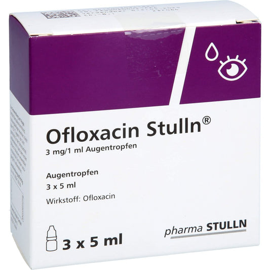 Das Produktfoto zeigt Ofloxacin Stulln 3 Mg/1 Ml Augentropfen (3X5 ml) PZN 03096182